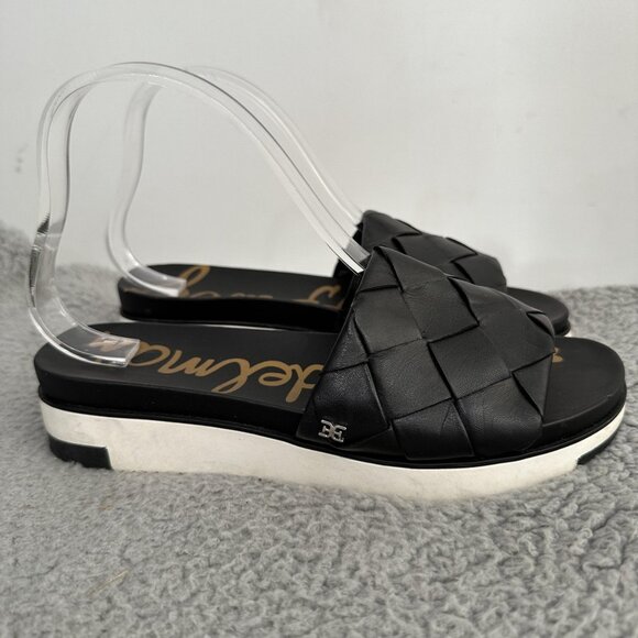 Sam Edelman Shoes Womens Size 8.5 Black Woven Leather Platform Slide Sandals - Picture 4 of 11